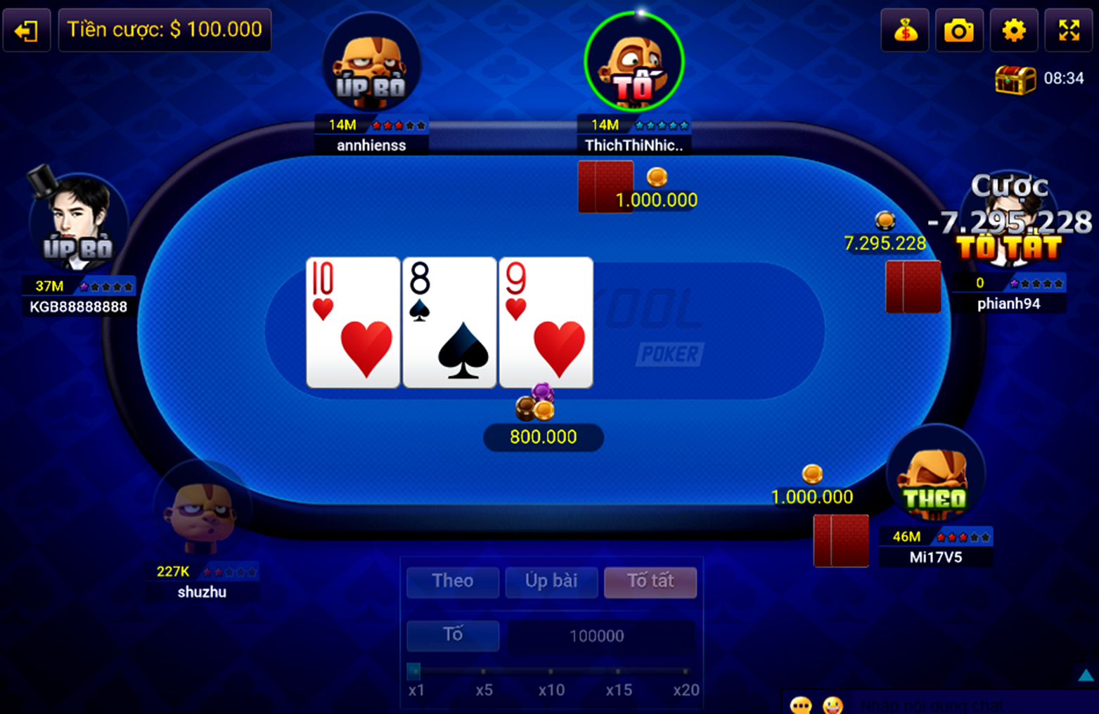 Một ván poker online tại bigfun